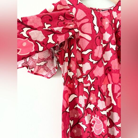 NWT Rhode X Target Bell Sleeve Midi Dress in Zinnia Print Red Floral - Size 8 - Picture 4 of 8